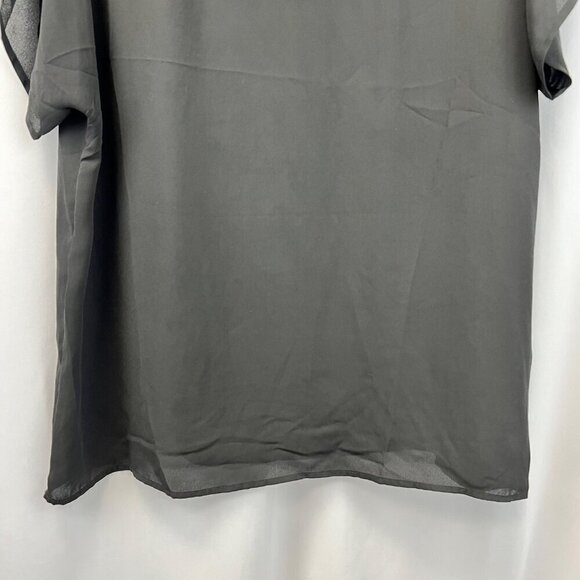Esley Semi Sheer Caged Neck Line Short Sleeve Blouse Black Womens Size Medium - Picture 5 of 8